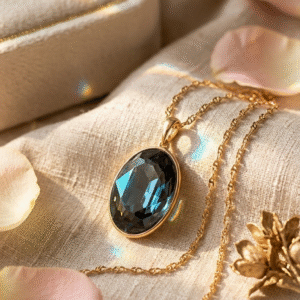 Oval London Blue Topaz Pendant-Gold Finish