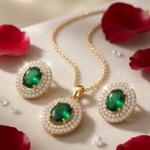 Faceted Oval Green Tourmaline Solitaire Pendant Set-Gold Finish
