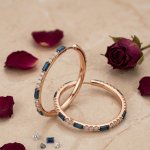 The Capri Sapphire Blue Baguette And Diamond-Style-Gold Finish