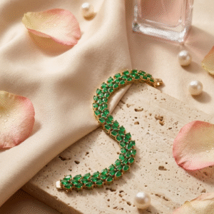 Imperial Tsavorite Emerald Multi-Row Pear-Cut Tennis Bracelet-Gold Finish
