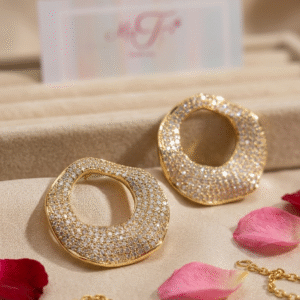 The Solis Organic Open Wave Studs-Gold Finish