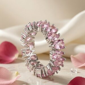 Rose Pink Pear Band Ring(Size.8)