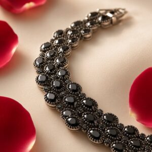 The Midnight Pavè Spinel Cluster Tennis Black Tennis Bracelet-Black Rhodium Finish