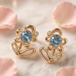 Rich Blue Flower Pot Earrings