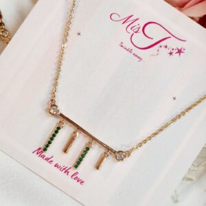 Subtle Emerald Green Gold Plated Pendant Chain