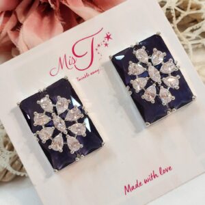 Charlotte Amethyst Stud Earrings- Platinum Finish
