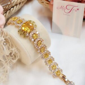 luxury Yellow Sapphire Crystal Tennis Bracelet for women