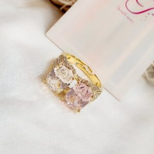 Double Dazzle Blush Pink White Ring