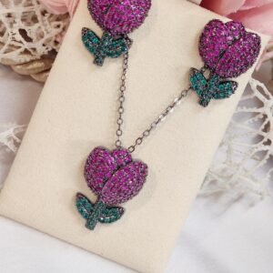 Ruby Tulips Pendant Set