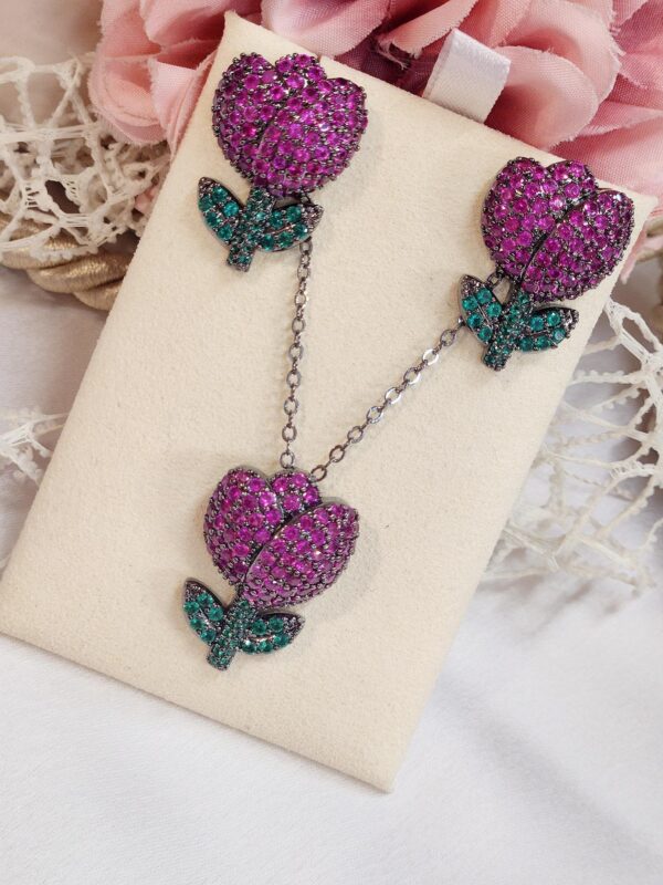 Ruby Tulips Pendant Set