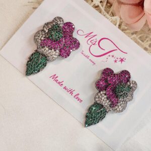 Ruby Emerald Flower Studs