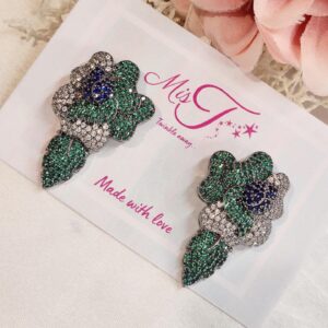 Emerald sapphire Flower Studs