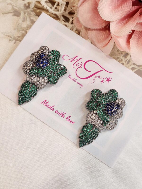 Emerald sapphire Flower Studs