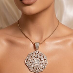 luxury Diamond Look Gold Plated Pendant Chain