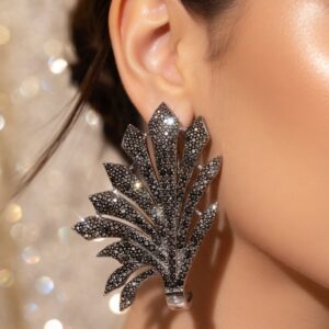 Black Nano Setting Wings Earrings