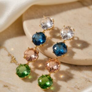 Hazel Pastel Mid Length Earrings - Gold Finish