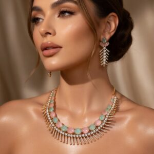 Pastel Glow Glimmer Choker Set in Antique Finish