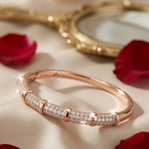 Alethea Multi-Row Diamond-Style Barrel Kada Bracelet-Rose Gold Finish