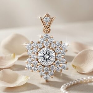 The Snowflake Celestial Rose Cluster Pendant-Gold Finish