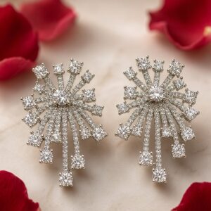 The Stellar Fireworks Cascade Studs-Platinum Finish