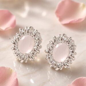 Pearl Pink Moon Platinum Finish Studs