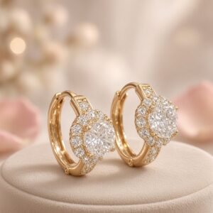 The Celestial Brilliance Solitaire Hoops-Gold Finish