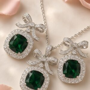 Emerald Enchantment Pendant set with Earrings