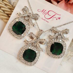 Emerald Enchantment Pendant set with Earrings
