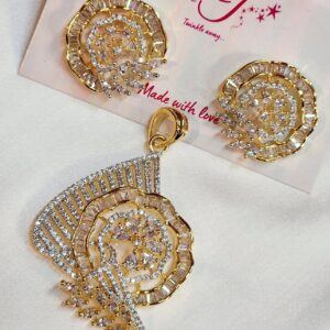 Meadow Flora Diamond Look Pendant set - Golden Finish