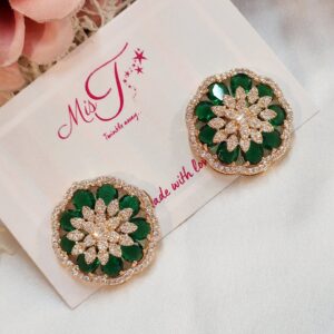 Luxe Brilliance Emerald Green CZ Stud Earrings