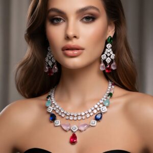 Aurielle Multi CZ Royal Necklace Choker Set