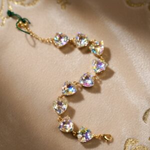 White Rainbow Trillon cut Tennis bracelet Adjustable