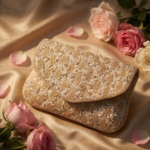 Champagne Pearl Couture Clutch