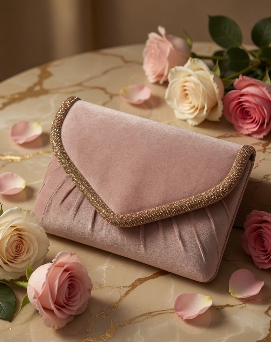 Blush Velvet Luxe Clutch