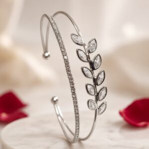 The Sylvan Marquise Diamond-Style Vine Open Bracelet-Platinum Finish