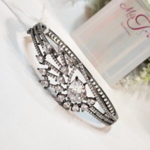 Graceful Pear Cut Diamond Look Bracelet - Black Rhodium Finish