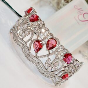 Red Wine Tiara Cuff - Platinum Finish