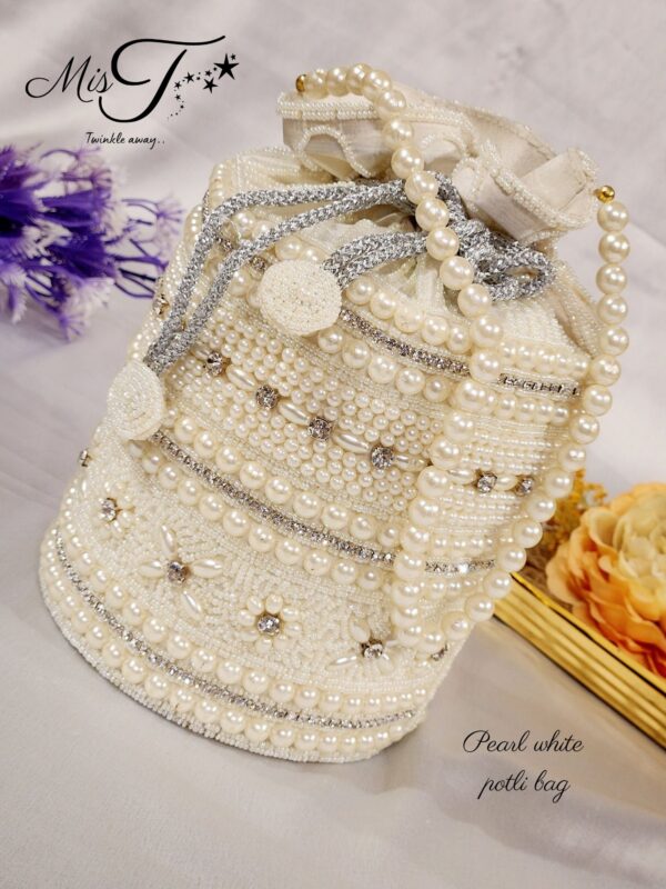 Pearl white potli bag