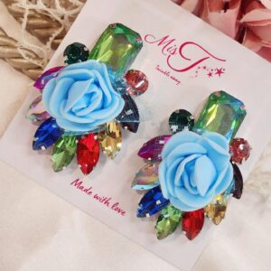 Multi Colour Fabric Bud Earrings