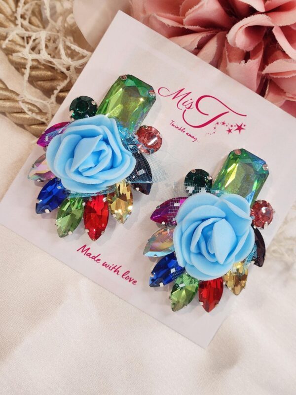 Multi Colour Fabric Bud Earrings