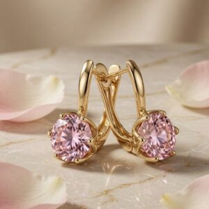 Aurielle Link Stone Hoops-Gold Finish