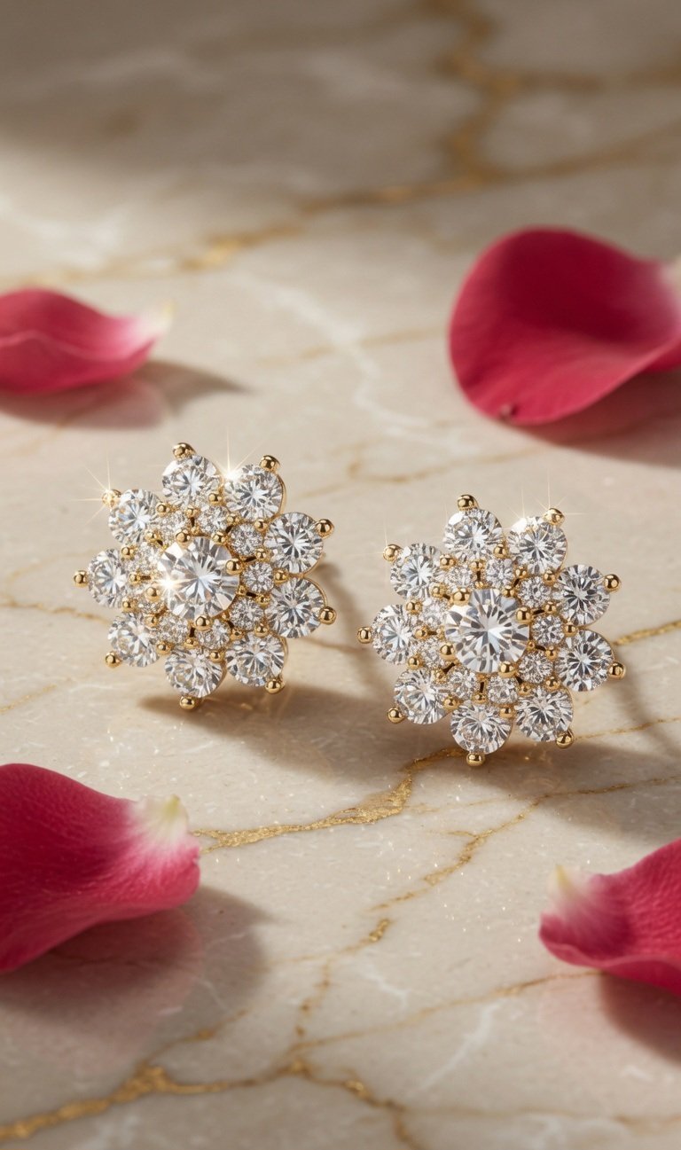 Celeste Snowflake Zircon Earrings-Gold Finish - Image 2