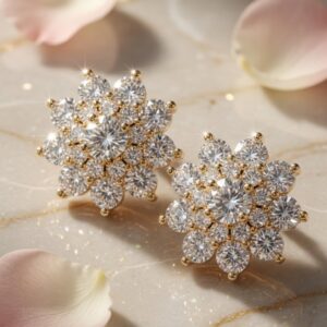 Celeste Snowflake Zircon Earrings-Gold Finish