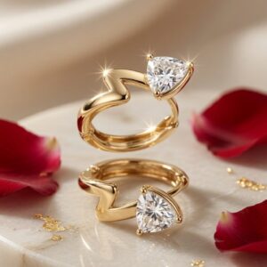 Nova Angular Wave Trillant Eternity Hoops-Gold Finish