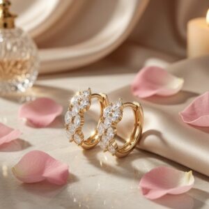 Seraphina Botanical Leaf Huggie Hoop-Gold Finish