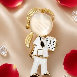 The Opaline Medical Professional And Doctor Opalite Enamel Brooch-Gold Finish