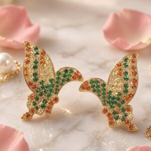 Multi Colour Partial Butterfly Earrings