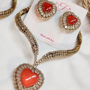 Roselle Sun Rust Doublet Heart choker Necklace Set