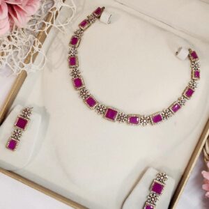 Antique Finish Ruby Neckline Set
