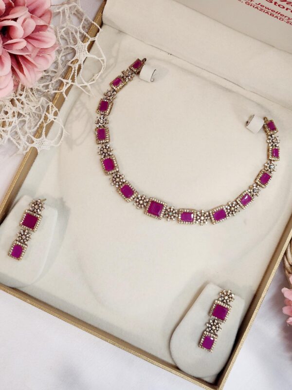 Antique Finish Ruby Neckline Set